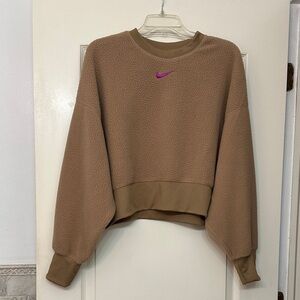 Nike Brown Fleece Pullover with Purple Logo